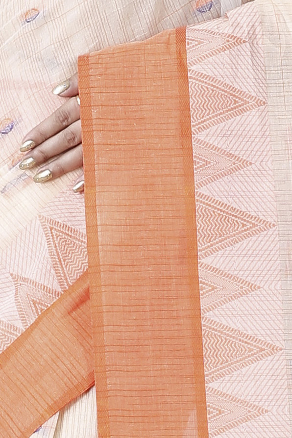 Orange Pure Cotton Ishvari Tant Saree (1080)